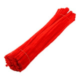 100 Haste Chenille - Limpador Cachimbo Colorido - 6mm X 30cm Cor Vermelho