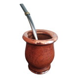 Mate Camionero De Algarrobo Madera Virola Y Base De Cobre