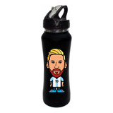 Termo Pitillo Leo Messi Botilito Aluminio Negro 650ml