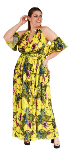 Vestido Plisado Roman Fashion /tallas Extras, 51480 (amarill