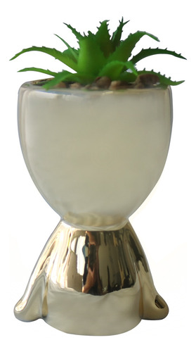 Vaso Decorativo Com Suculenta Artificial Bob Robert 11,5x7cm