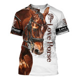 Playera De Manga Corta Con Estampado 3d De Caballos