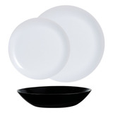 Vajilla 18 Pzas Minimalista Moderna De Opal Quasi Luminarc Color Blanco/negro Carine