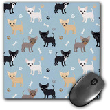 Mouse Pad Celeste Dibujos Chihuahuas 8 X 8 Pulgadas