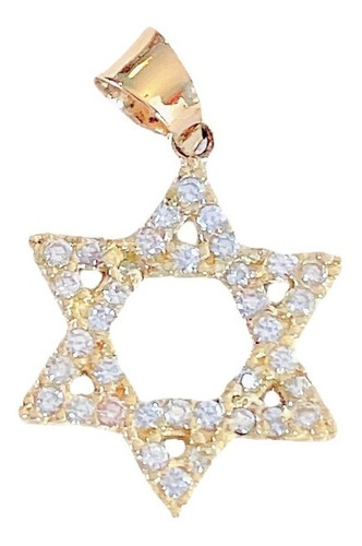 Dije Estrella De David De Zirconias 1.6 Cm De Oro 10k