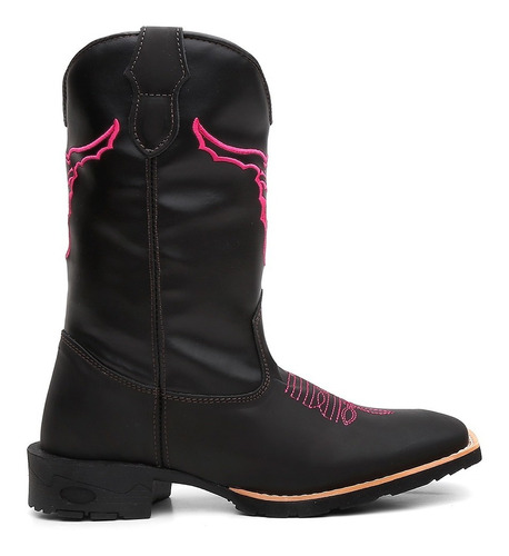 Bota Texana Feminina Country Couro Legitimo Boi Desenhado