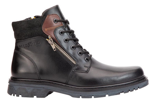 Bota Heavy De Caballero  Goodyear 2851 Color Negro/ Caoba