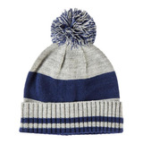 Gorro / Boina Con Pompón Kebo Gris Con Azul Para Hombre M109