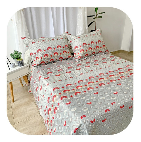 Cubrecama Acolchado Estampado King Size Reversible Premium