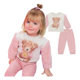 Conjunto Moletom Flanelado Infantil Menina Bebê Blusão Teddy