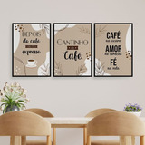 Cantinho Do Café Kit 3 Peças Decoração Cozinha Placa Mdf