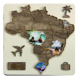 Dcoração Quadro Mapa Brasil Estados Parede 60x60 Cm