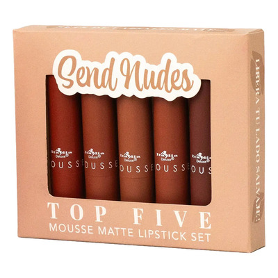 Set 5 Labiales Mate Mousse Top Five Italia Deluxe | Envío gratis