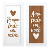 Dupla De Quadros Decorativo Frases Amor Quarto Clássico