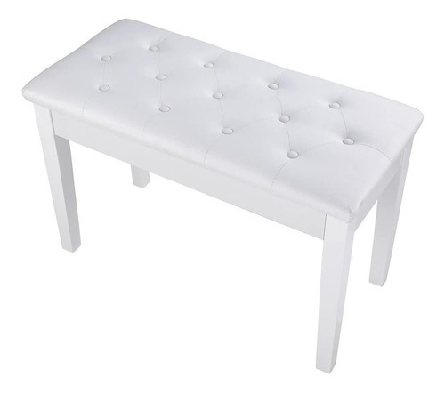 Banco Para Piano Dual Aw Acolchado De Pu Doble Asiento Color Blanco