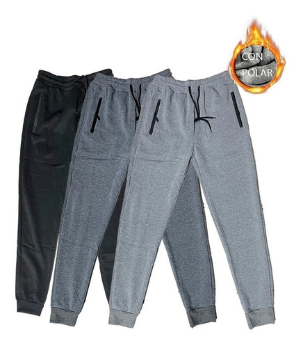 Pack 3 Pantalones Buzo Hombre Algodón Jogger Fit Deportivo