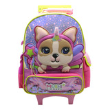 Mochila Simones 16 Pulgadas Unicornio C/carro Cresko Mushi 