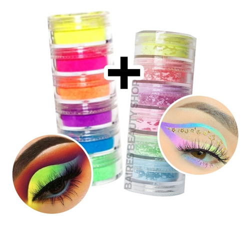 Pack Pigmentos Polvos Neon Fluo Y Pastel Para Maquillaje
