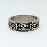 Anillo Calavera Cubics Rojos Para Hombre Acero Quirúrgico 