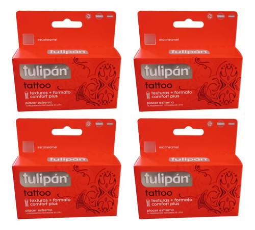 Preservativos Tulipán Tattoo 4 Cajas X12 (48) Variantes