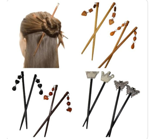 Palillos Horquillas Chinos Para El Cabello 2 Unidades