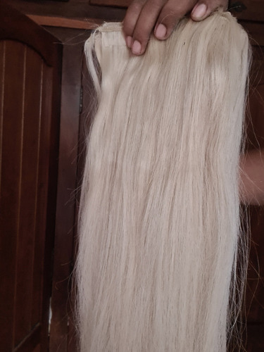 Cabelo Humano Loiro Brasileiro Fino Sedoso Idratado 60 Cm70g