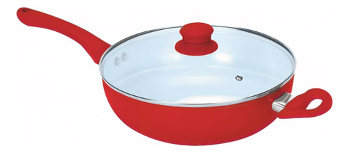 Sarten Wok Carol Nº26 Antiadherente Ceramica Tapa De Vidrio