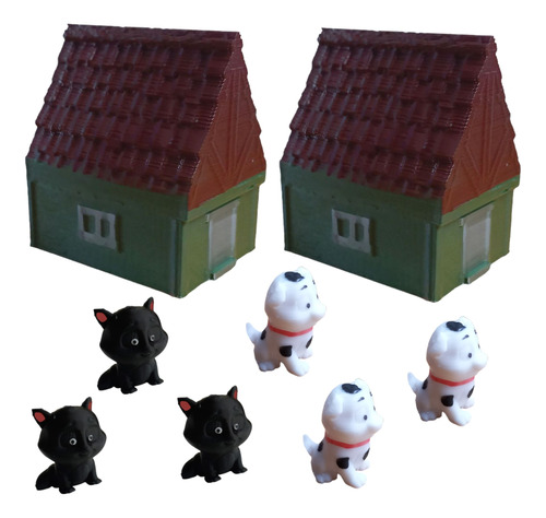 Kit 8 Pç Miniatura Gato Dog Casa Terrário Mini Mundo Jardim 