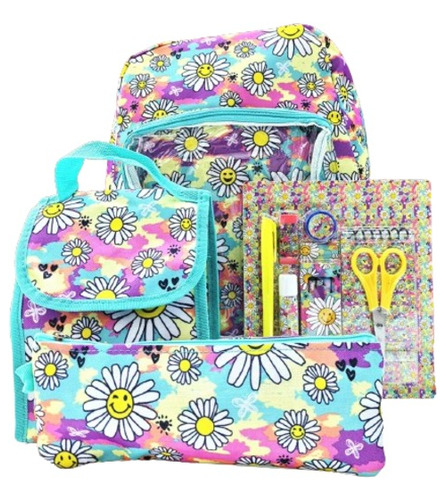 Super Set Escolar Mochila Grande Lunchera Cartuchera Utiles