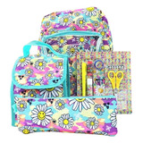 Super Set Escolar Mochila Grande Lunchera Cartuchera Utiles