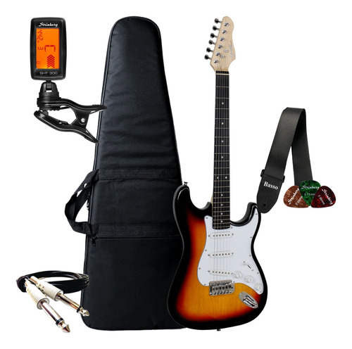 Kit Guitarra Elétrica Stratocaster Iniciante + Acessórios