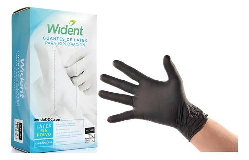Guantes De Latex Negro Sin Polvo Wident - 2 Cajas 200pz
