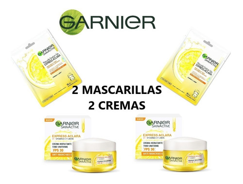 2 Cremas Y 2 Mascarillas Aclarante Express Garnier