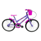 Bicicleta  De Passeio Infantil Route Doll Aro 20 14  Freios V-brakes Cor Lilás/rosa Com Rodas De Treinamento