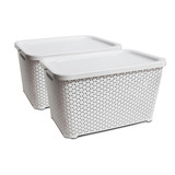 Canastos Organizador Plastico Apilable Rattan Grande Tapa X2 Colombraro