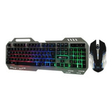 Kit Teclado Semi Mecânico E Mouse 2400dpi Com Fio Gamer 