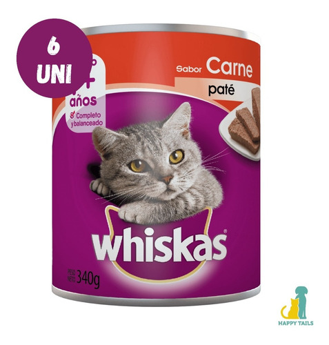 Whiskas Lata Carne 6 Unidades X 340 Grs - Happy Tails