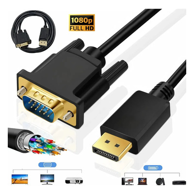 Cable Adaptador Displayport Dp A Vga De 1 Metro Y 1 M,display Port,convertidor Hdmi A Displayport,convertidor Db9 A Vga,roku vga, adaptador hdmi, entradas hdmi, cable hdmi a auxiliar, adaptador dvd hd | Meses sin interés