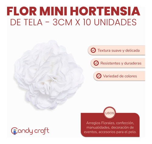 Flores De Tela Mini Hortensia Por 10 Unidades - 3cm