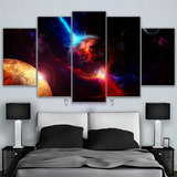 5 Cuadros Canvas Espacio Planeta Galaxia Cósmico Arte 150x84