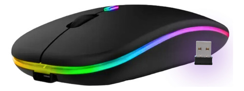 Mouse Sem Fio Recarregável Wireless E Bluetooth Led Rgb