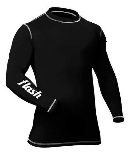 Remera Termica Manga Larga Flash Hombre Negro Entrenamiento 