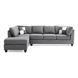 Sala Valentina Suede Gris Derecha Mueble Sala Sofa Sillon