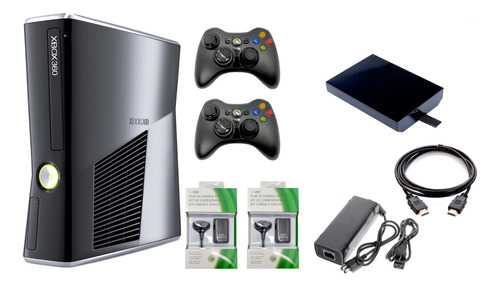 Xbox 360 Slim5.0+ Disco 250gb 150j+ 2 Controles+ Obsequios