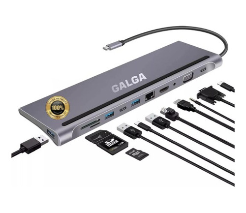 Hub Adaptador 11 A 1 Macbook Hdmi/vga/usb/rj45/sd/micr/audio