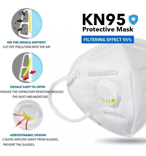 Cubrebocas N95 Válvula 5 Capas Filtro Respirador Kn95 