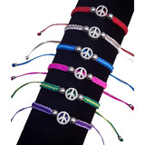 6 Pulseras Tobilleras De Paz Acero Macrame Hilo Regulable