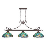 Lmpara De Billar Tiffany 3 Luces - Decoracin Para Comedor, C