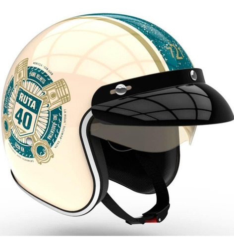 1 Casco Moto Scooter  Hawk 721 Ruta 40 Beige Brillo Talle Xl