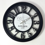 Relógio De Parede Grande Industrial 35cm Antigo Vintage Lond